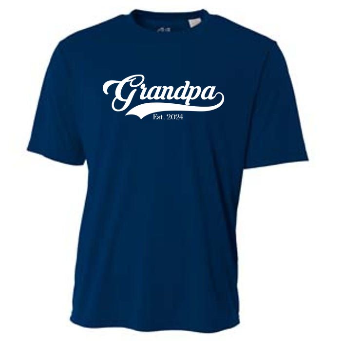 Grandpa Est 2024 Baseball Team Font Cooling Performance Crew T-Shirt