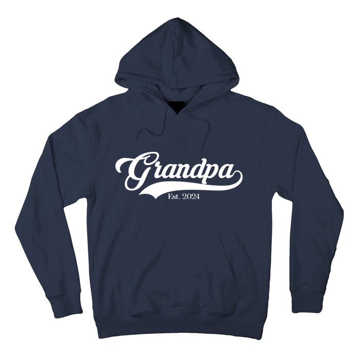 Grandpa Est 2024 Baseball Team Font Hoodie