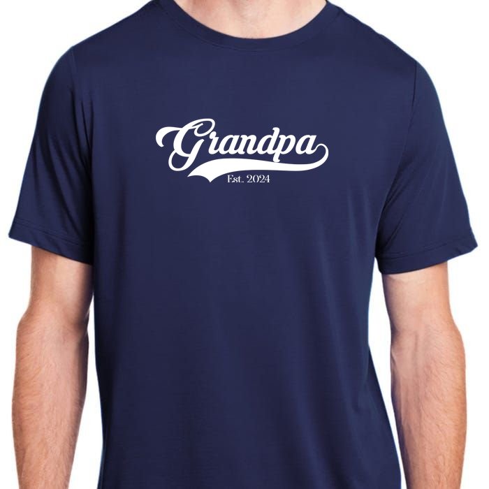 Grandpa Est 2024 Baseball Team Font Adult ChromaSoft Performance T-Shirt