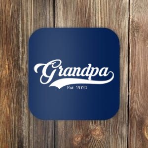 Grandpa Est 2024 Baseball Team Font Coaster