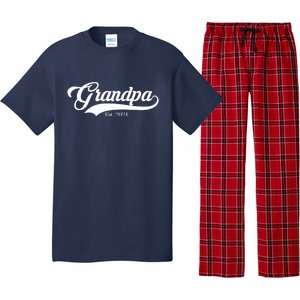 Grandpa Est 2024 Baseball Team Font Pajama Set