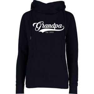 Grandpa Est 2024 Baseball Team Font Womens Funnel Neck Pullover Hood