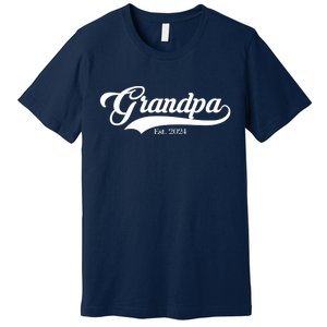 Grandpa Est 2024 Baseball Team Font Premium T-Shirt