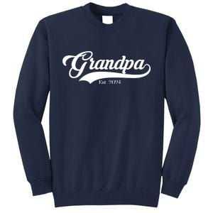 Grandpa Est 2024 Baseball Team Font Tall Sweatshirt