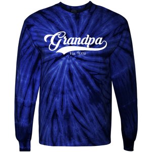 Grandpa Est 2024 Baseball Team Font Tie-Dye Long Sleeve Shirt