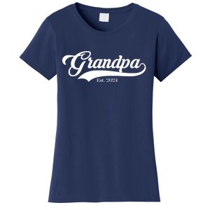 Grandpa Est 2024 Baseball Team Font Women's T-Shirt