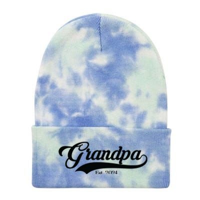 Grandpa Est 2024 Baseball Team Font Tie Dye 12in Knit Beanie