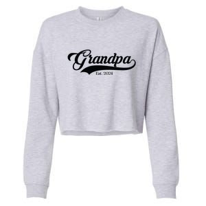 Grandpa Est 2024 Baseball Team Font Cropped Pullover Crew