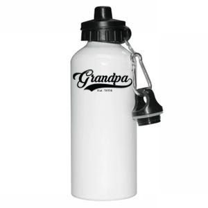 Grandpa Est 2024 Baseball Team Font Aluminum Water Bottle