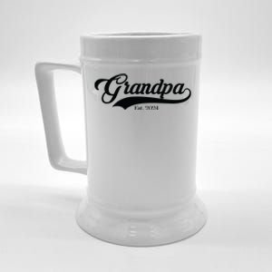 Grandpa Est 2024 Baseball Team Font Beer Stein