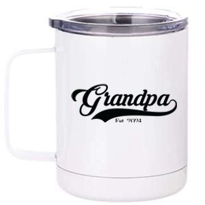 Grandpa Est 2024 Baseball Team Font 12 oz Stainless Steel Tumbler Cup