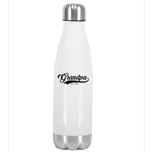 Grandpa Est 2024 Baseball Team Font Stainless Steel Insulated Water Bottle