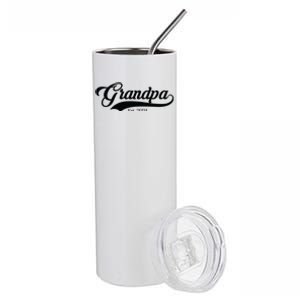 Grandpa Est 2024 Baseball Team Font Stainless Steel Tumbler