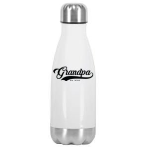 Grandpa Est 2024 Baseball Team Font Stainless Steel Insulated Water Bottle