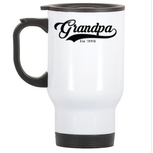 Grandpa Est 2024 Baseball Team Font Stainless Steel Travel Mug