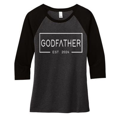 Godfather Est 2024 First Time Godfather FatherS Day Women's Tri-Blend 3/4-Sleeve Raglan Shirt