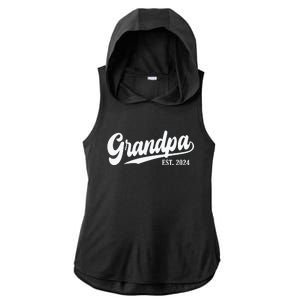 Grandpa Est 2024 Ladies PosiCharge Tri-Blend Wicking Draft Hoodie Tank