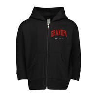 Grandpa Est 2025 Toddler Zip Fleece Hoodie