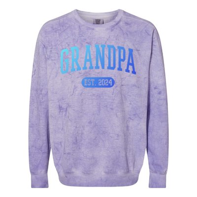 Grandpa Est 2024 Vintage Funny Gift Colorblast Crewneck Sweatshirt