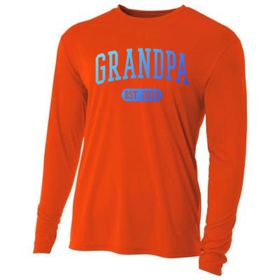 Grandpa Est 2024 Vintage Funny Gift Cooling Performance Long Sleeve Crew