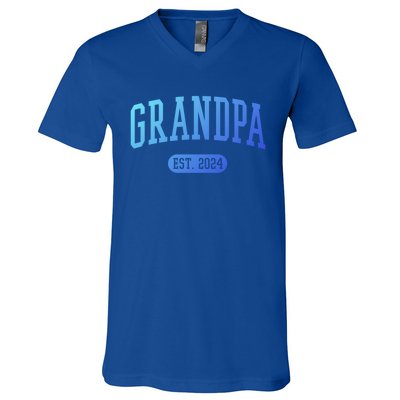 Grandpa Est 2024 Vintage Funny Gift V-Neck T-Shirt