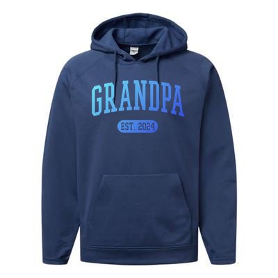 Grandpa Est 2024 Vintage Funny Gift Performance Fleece Hoodie