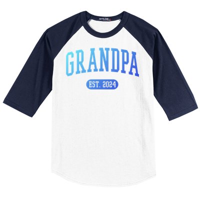 Grandpa Est 2024 Vintage Funny Gift Baseball Sleeve Shirt