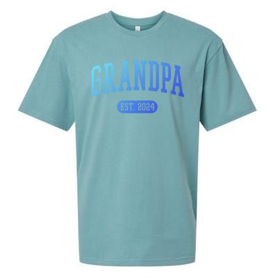 Grandpa Est 2024 Vintage Funny Gift Sueded Cloud Jersey T-Shirt