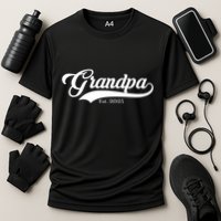 Grandpa Est 2025 Baseball Team Font Cooling Performance Crew T-Shirt
