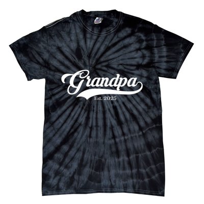 Grandpa Est 2025 Baseball Team Font Tie-Dye T-Shirt