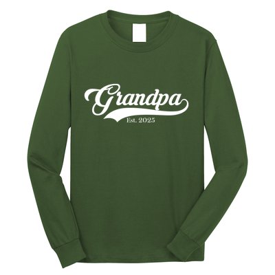Grandpa Est 2025 Baseball Team Font Long Sleeve Shirt