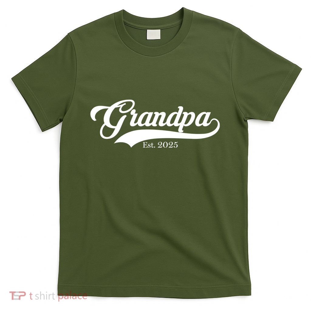 Grandpa Est 2025 Baseball Team Font T-Shirt