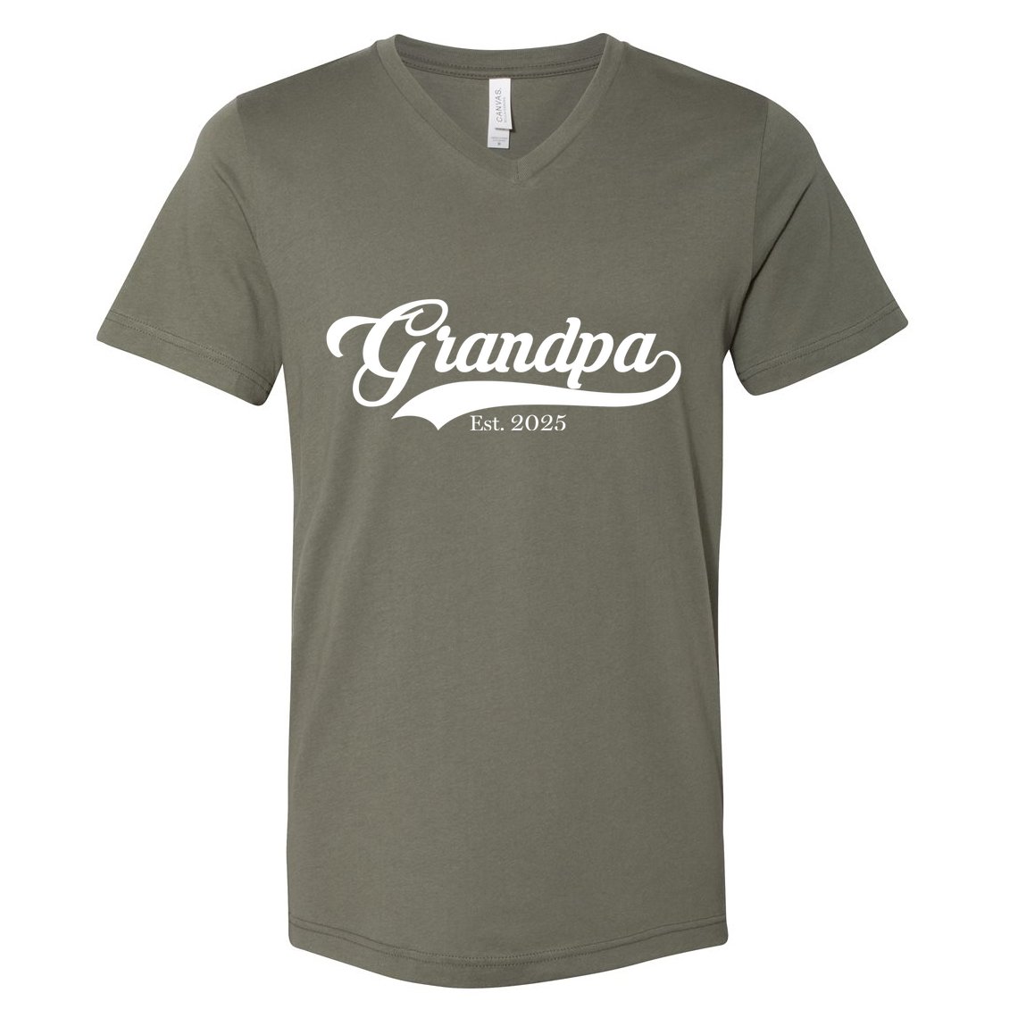 Grandpa Est 2025 Baseball Team Font V-Neck T-Shirt