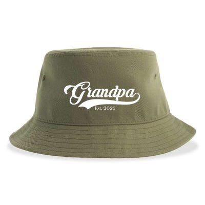Grandpa Est 2025 Baseball Team Font Sustainable Bucket Hat