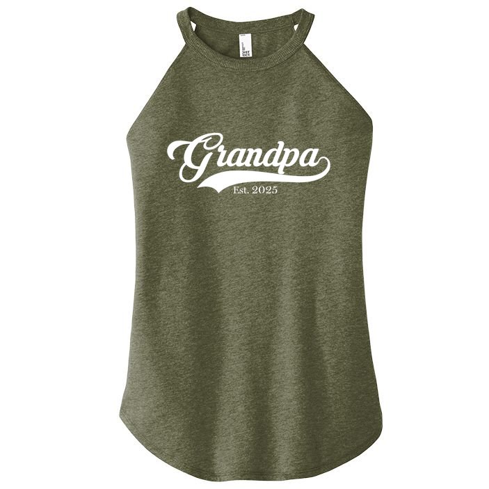 Grandpa Est 2025 Baseball Team Font Women's Perfect Tri Rocker Tank