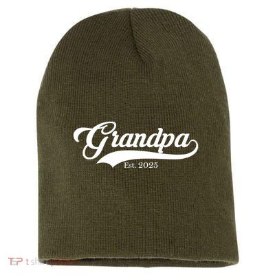 Grandpa Est 2025 Baseball Team Font Short Acrylic Beanie