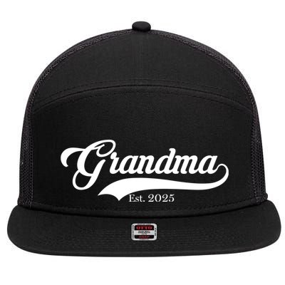 Grandma Est 2025 Baseball Team Font 7 Panel Mesh Trucker Snapback Hat