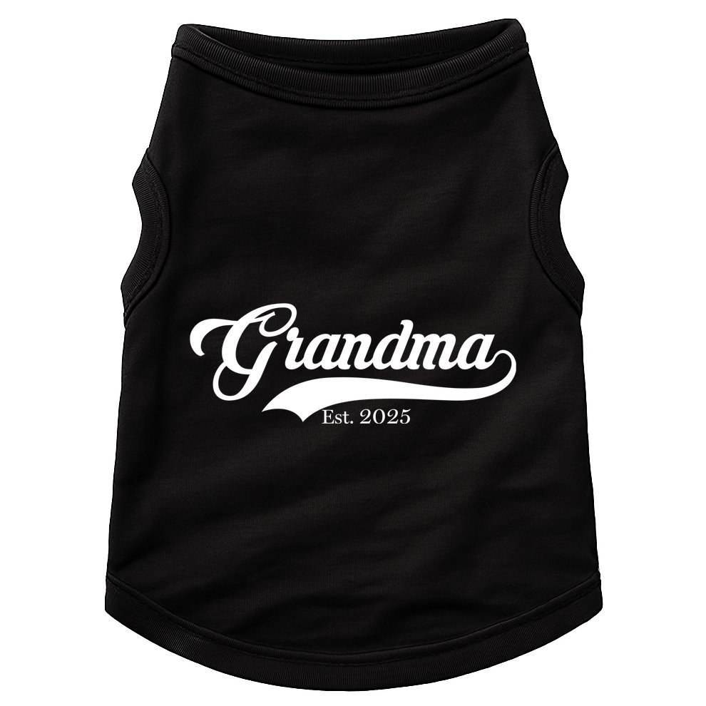 Grandma Est 2025 Baseball Team Font Doggie Tank