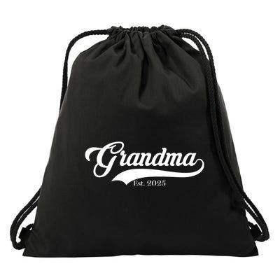 Grandma Est 2025 Baseball Team Font Drawstring Bag