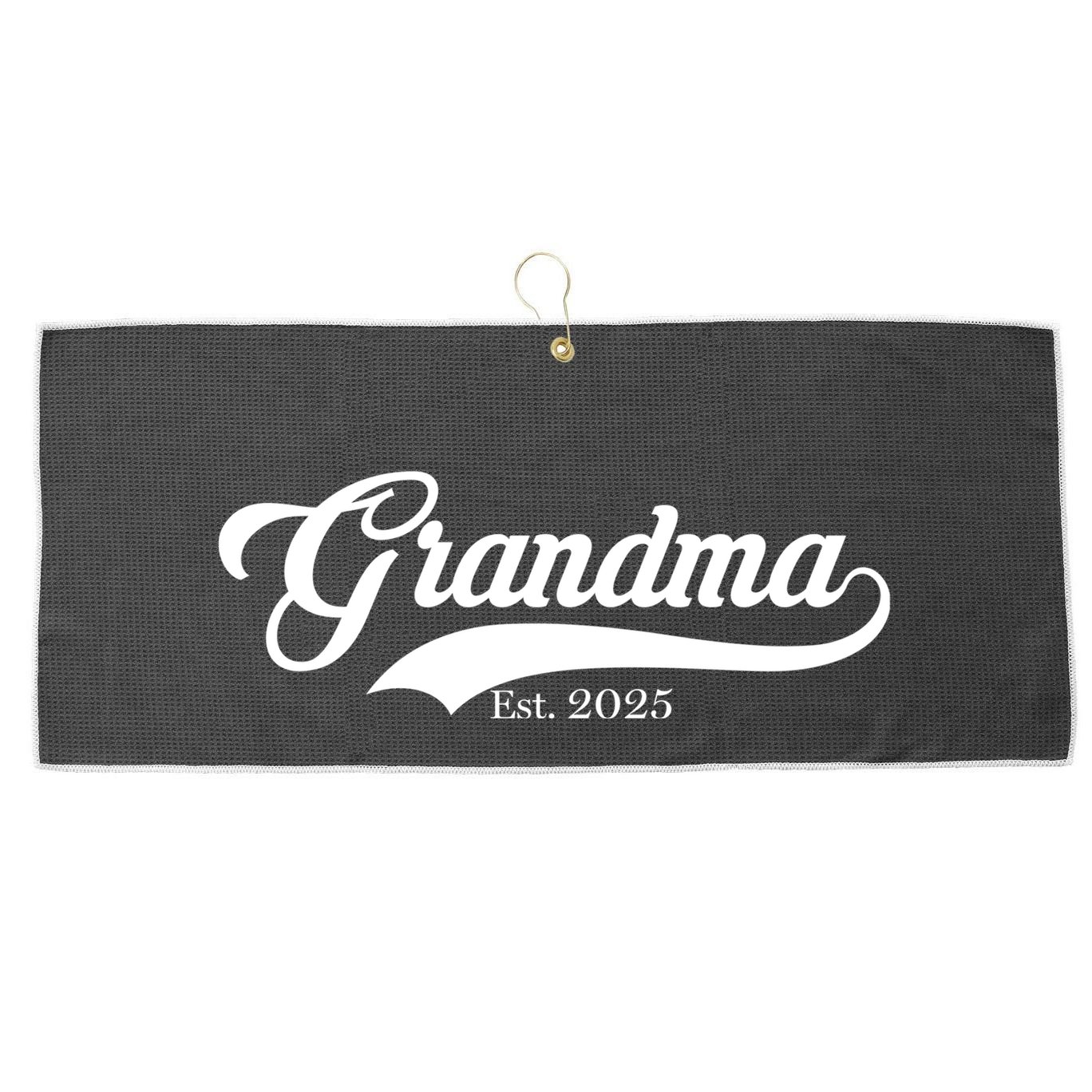 Grandma Est 2025 Baseball Team Font Large Microfiber Waffle Golf Towel