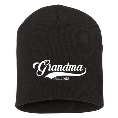 Grandma Est 2025 Baseball Team Font Short Acrylic Beanie