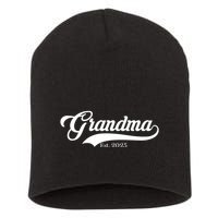 Grandma Est 2025 Baseball Team Font Short Acrylic Beanie