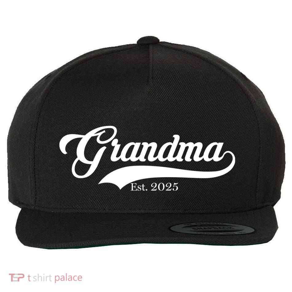 Grandma Est 2025 Baseball Team Font Wool Snapback Cap