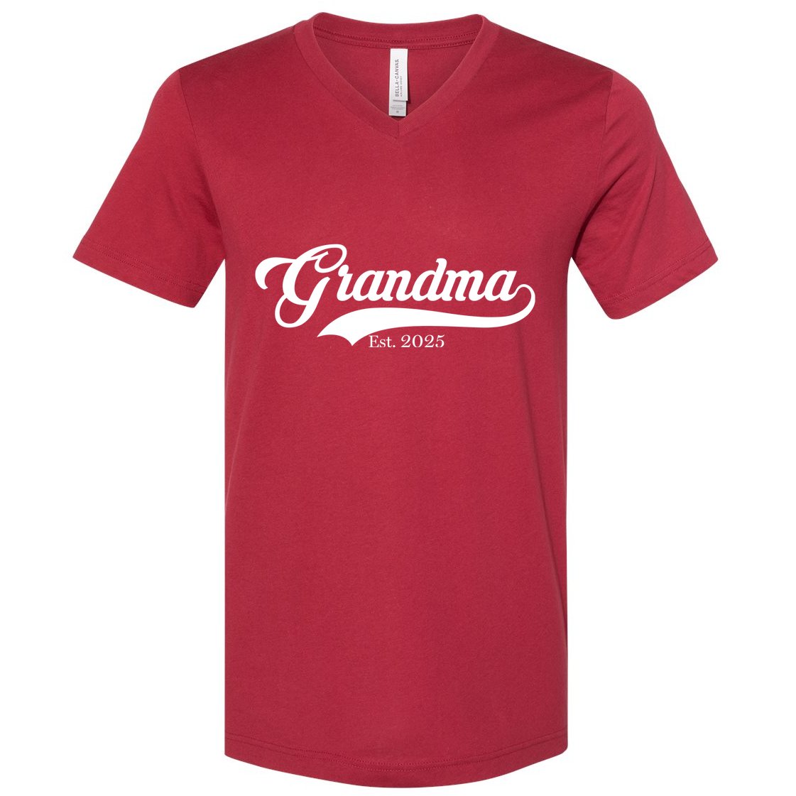 Grandma Est 2025 Baseball Team Font V-Neck T-Shirt