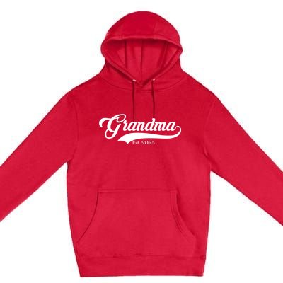 Grandma Est 2025 Baseball Team Font Premium Pullover Hoodie