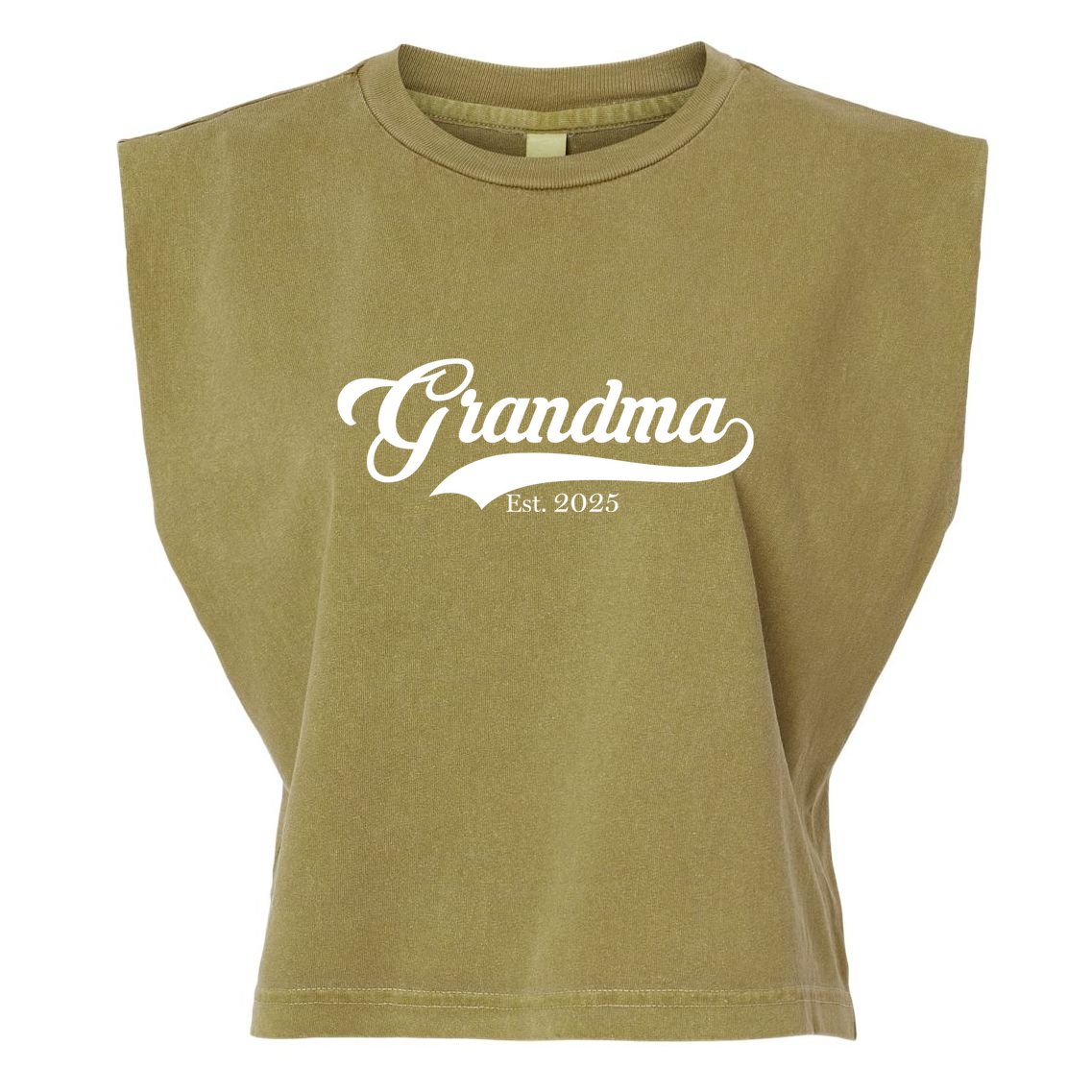 Grandma Est 2025 Baseball Team Font Garment-Dyed Women's Muscle Tee
