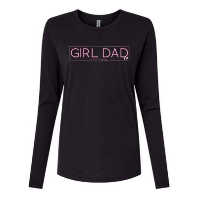 Girldad Est 2024 Newborn Daddy Father Baby Womens Cotton Relaxed Long Sleeve T-Shirt