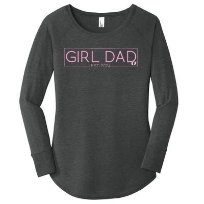 Girldad Est 2024 Newborn Daddy Father Baby Women's Perfect Tri Tunic Long Sleeve Shirt