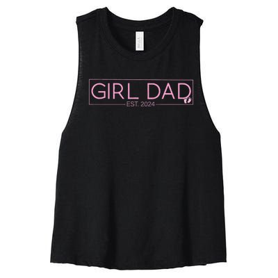 Girldad Est 2024 Newborn Daddy Father Baby Women's Racerback Cropped Tank