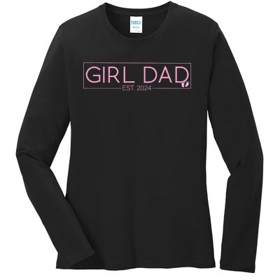 Girldad Est 2024 Newborn Daddy Father Baby Ladies Long Sleeve Shirt